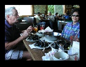 Marion and Shu Fong agree that it's good eatin'! By this time we were on our second bucket of mussels